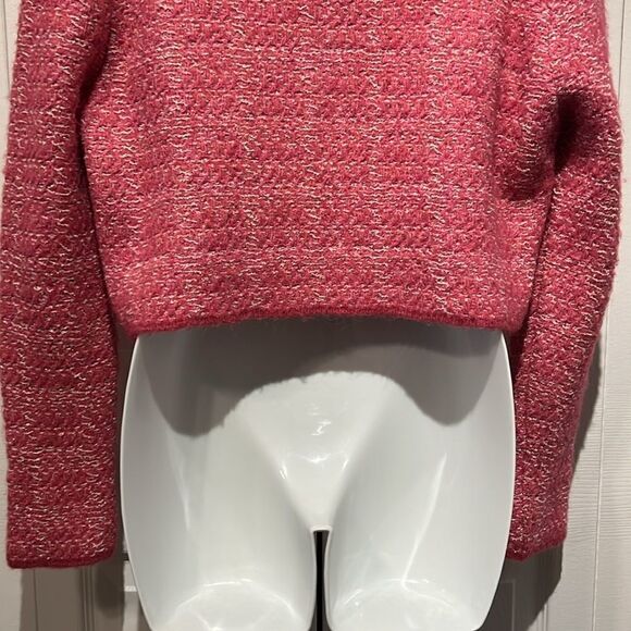 Zara Pink Cotton Blend Button‎ Up Cropped Cardigan Size M - Picture 8 of 11